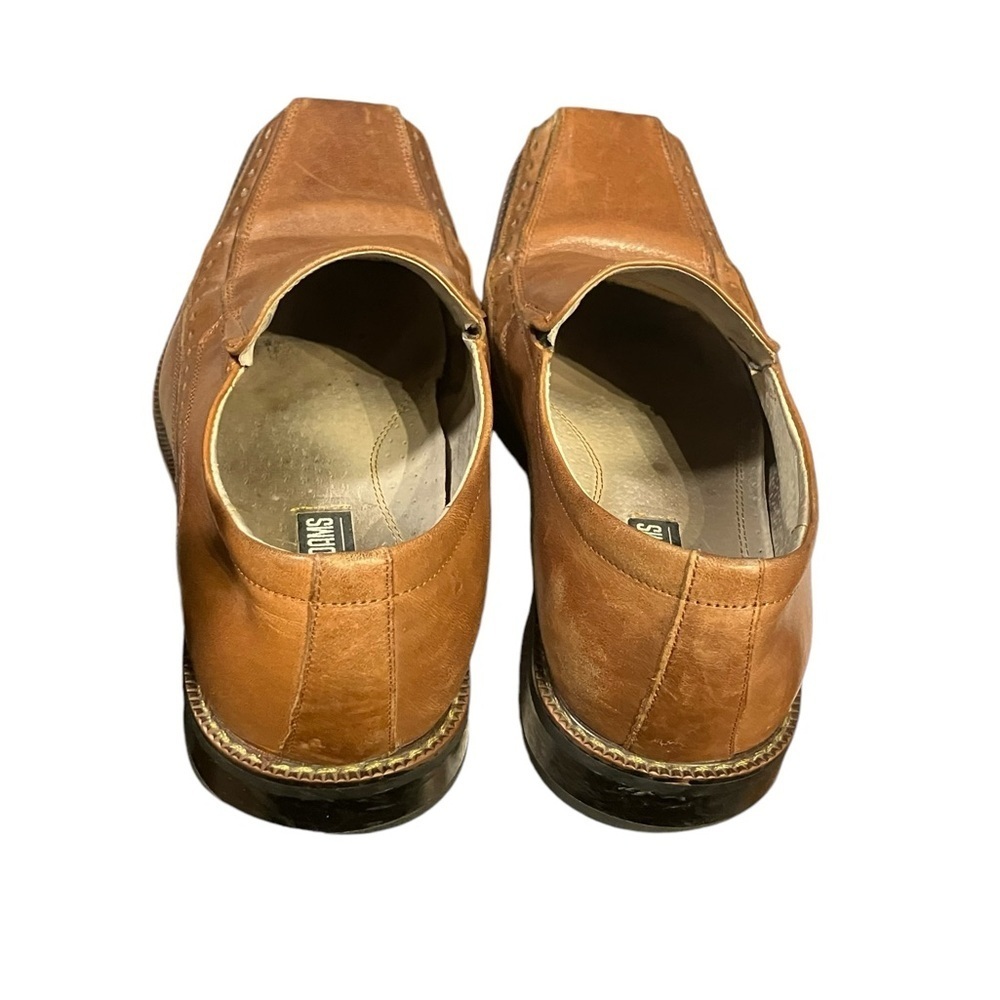 Stacy Adams Light Brown Leather Dress Shoes Loafers Square Toe Size 8 - Picture 3 of 9